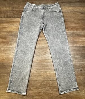 H&M Straight Regular Fit Jeans Mens 34x32 Gray Acid Wash Denim Stretch